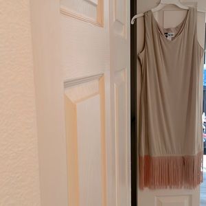 Flapper Dress, gold, size Large, 92% nylon, 8% spandex.